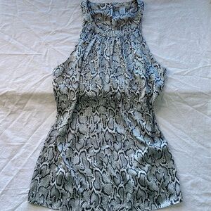women’s caché gray snakeskin print rhinestone embellished halter top size large